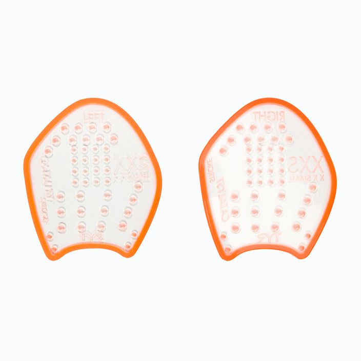 TYR Catalyst Stroke fluorescent orange swimming paddles 2