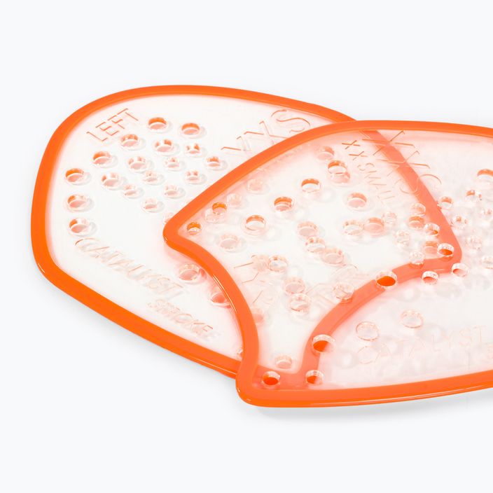 TYR Catalyst Stroke fluorescent orange swimming paddles 3