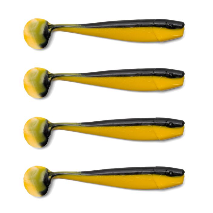 Relax Kingshad 4 Laminated rubber lure 4 pcs black-yellow KS4 2