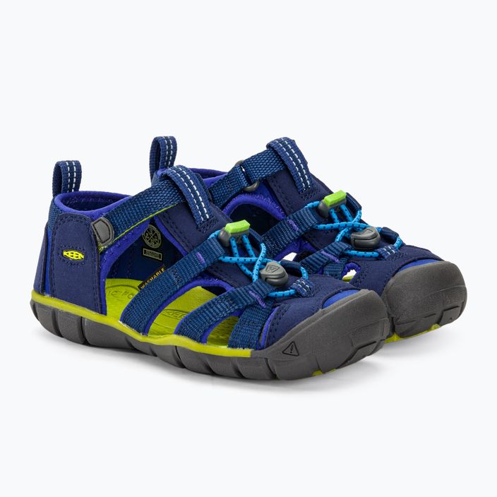 KEEN Seacamp II CNX blue depths/chartreuse children's sandals 4