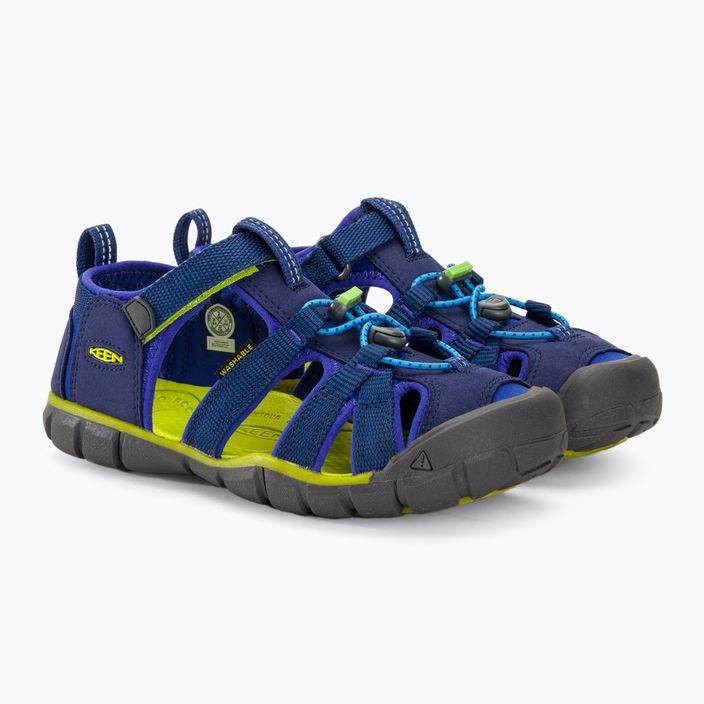 KEEN Seacamp II CNX blue depths/chartreuse junior sandals 4