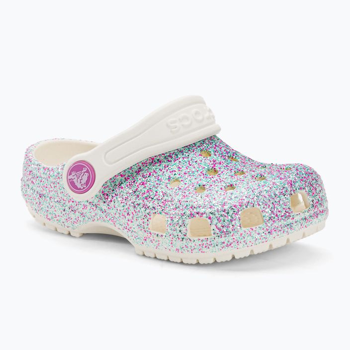 Crocs Classic Glitter Clog T bianco sporco children's flip-flops