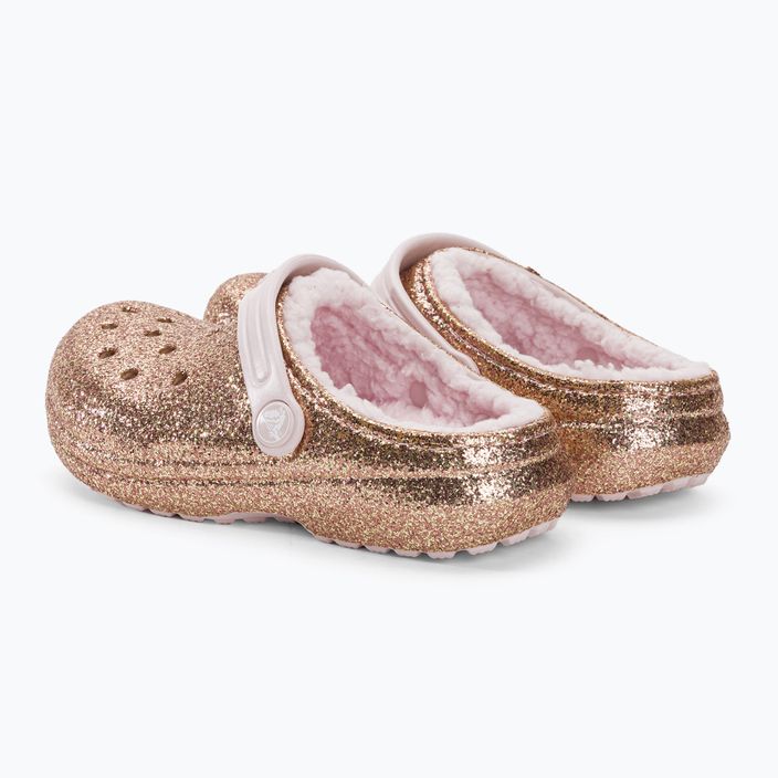 Crocs Classic Lined Glitter Clog gold/barely pink children's flip-flops 4