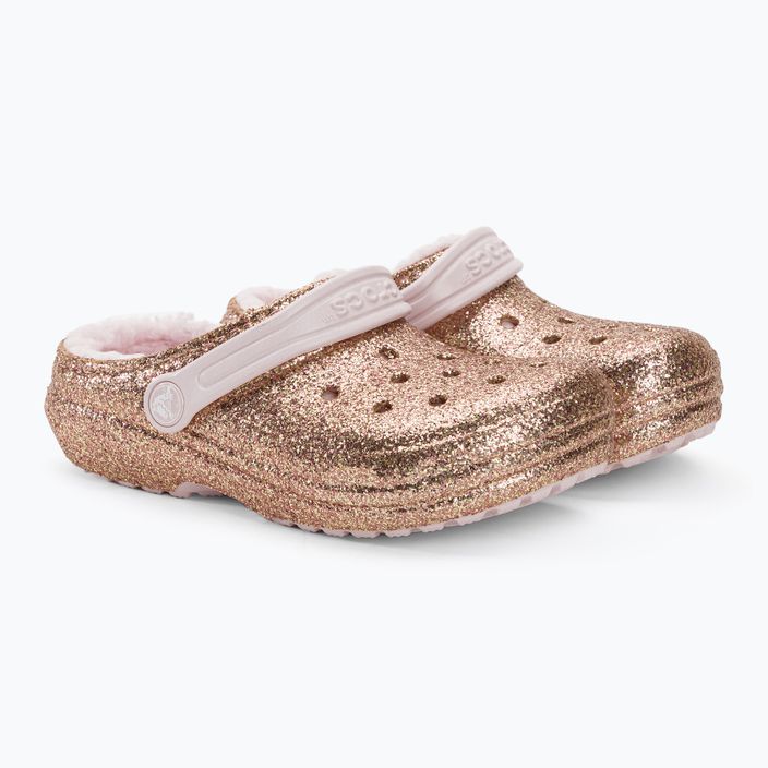 Crocs Classic Lined Glitter Clog gold/barely pink children's flip-flops 5