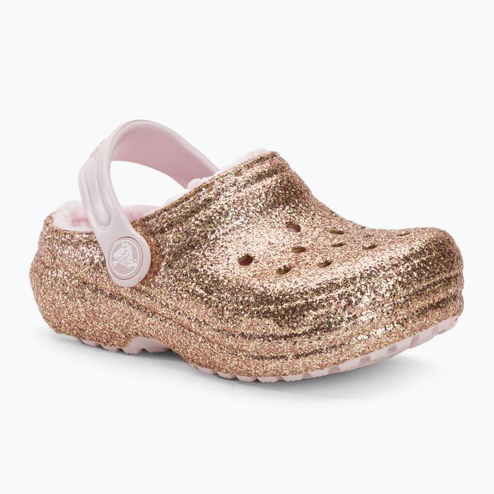 Crocs Classic Lined Glitter Clog gold/barely pink children's flip-flops 2