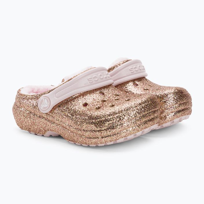 Crocs Classic Lined Glitter Clog gold/barely pink children's flip-flops 5
