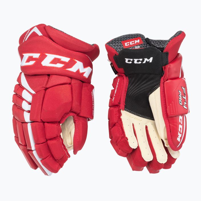 CCM JetSpeed FT4 Pro SR red/white hockey gloves 2