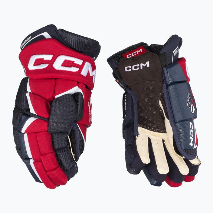 CCM JetSpeed FT6 Pro SR navy/red/white hockey gloves 2