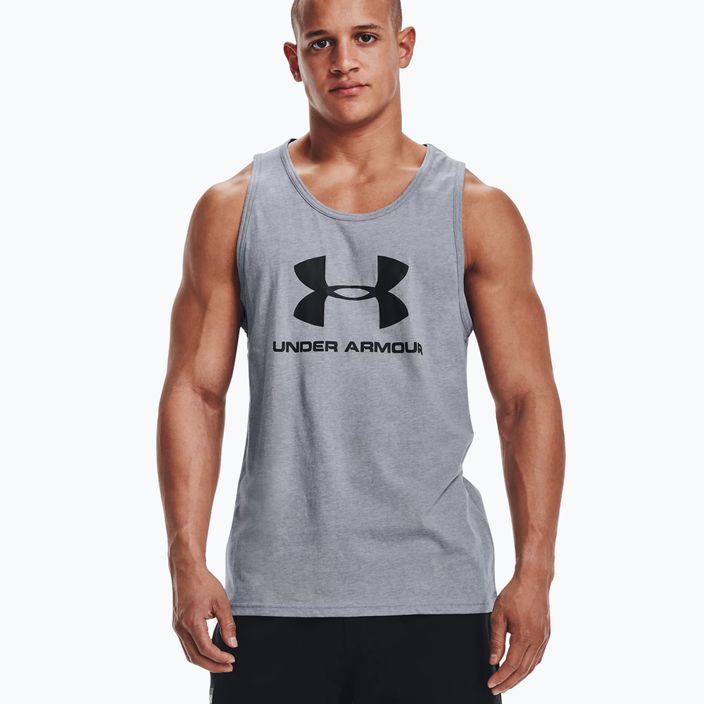 Men's Under Armour Sportstyle Logo Tank training t-shirt grey 1329589 3