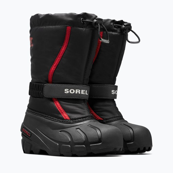 Sorel Flurry Dtv black/bright red junior snow boots 9
