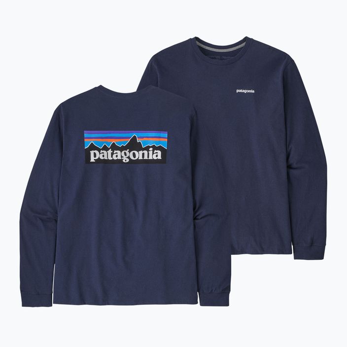 Men's Patagonia P-6 Logo Responsibili classic navy trekking longsleeve 3