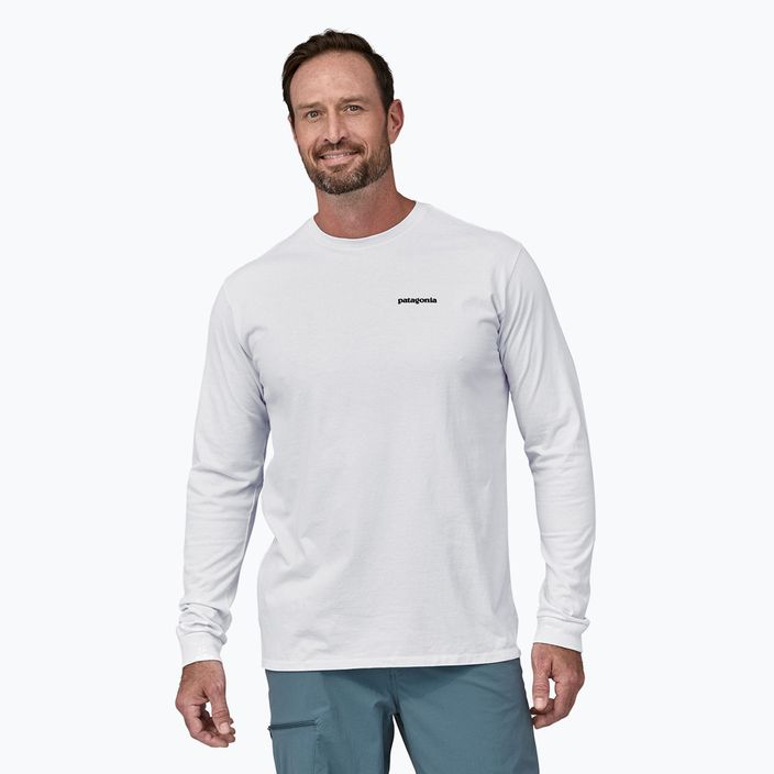 Men's Patagonia P-6 Logo Responsibili Longsleeve white