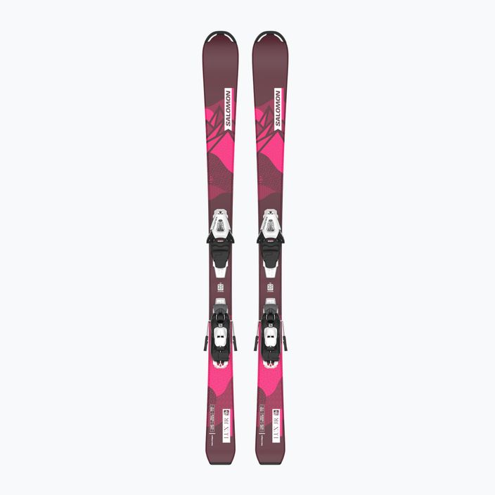 Children's downhill skis Salomon Lux Jr S + C5 bordeau/pink 6