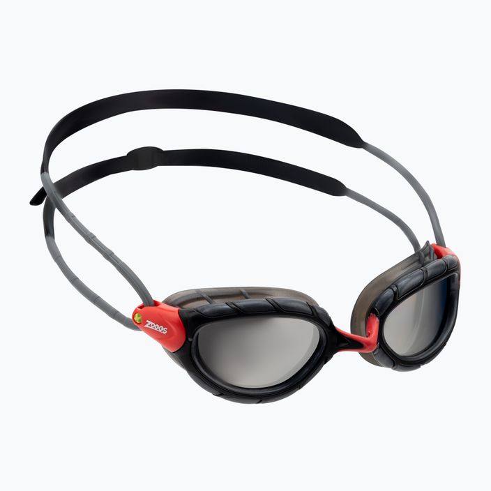 Zoggs Predator Titanium red/grey/mirrored smoke swimming goggles 461065