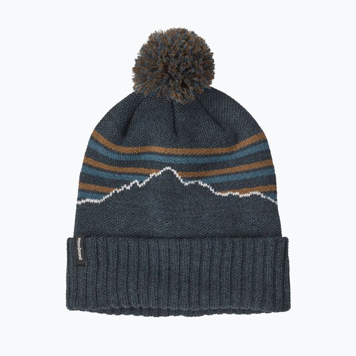 Patagonia Powder Town winter beanie fitz roy stripe knit/smolder blue