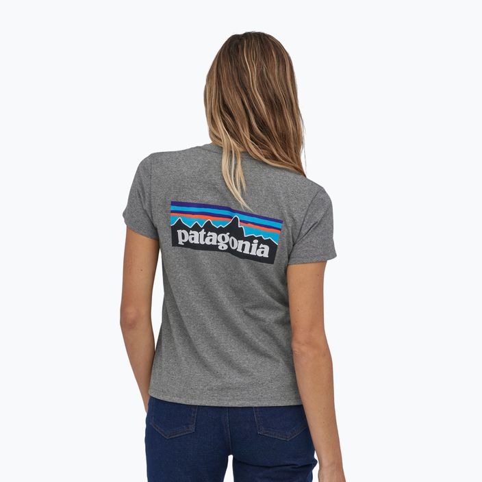Women's Patagonia P-6 Logo Responsibili-Tee gravel heather trekking t-shirt 2