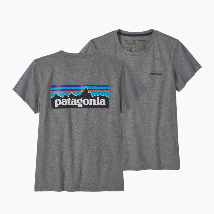 Women's Patagonia P-6 Logo Responsibili-Tee gravel heather trekking t-shirt 3