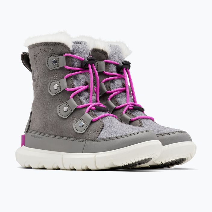 Sorel Sorel Explorer Lace quarry/bright lavender junior snow boots 9