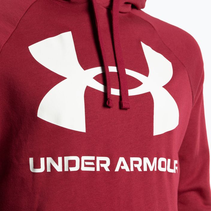 Men's Under Armour Rival Fleece Big Logo HD hoodie red and white 1357093 3