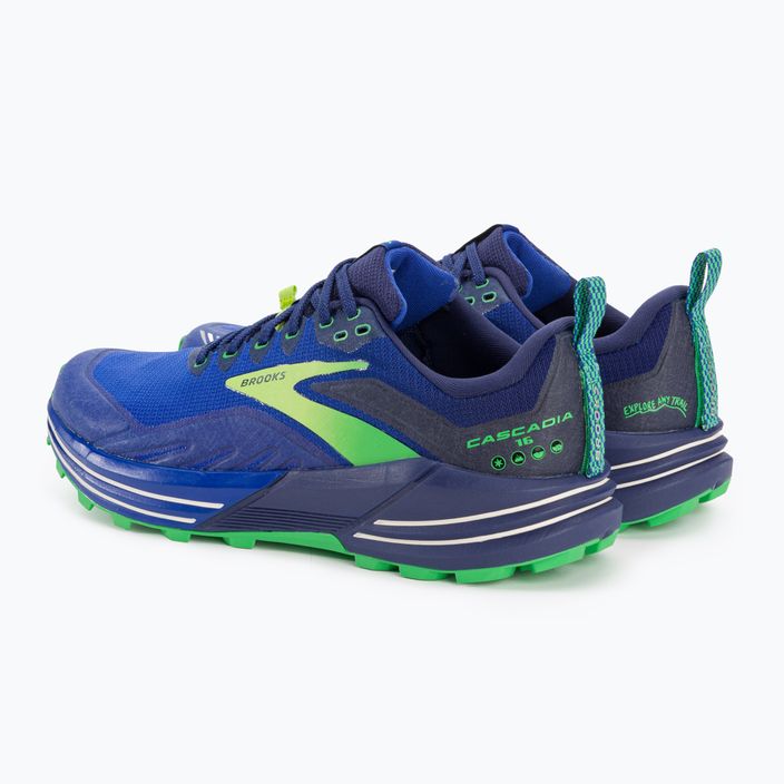 Brooks Cascadia 16 men's running shoes blue/surf the web/green 3