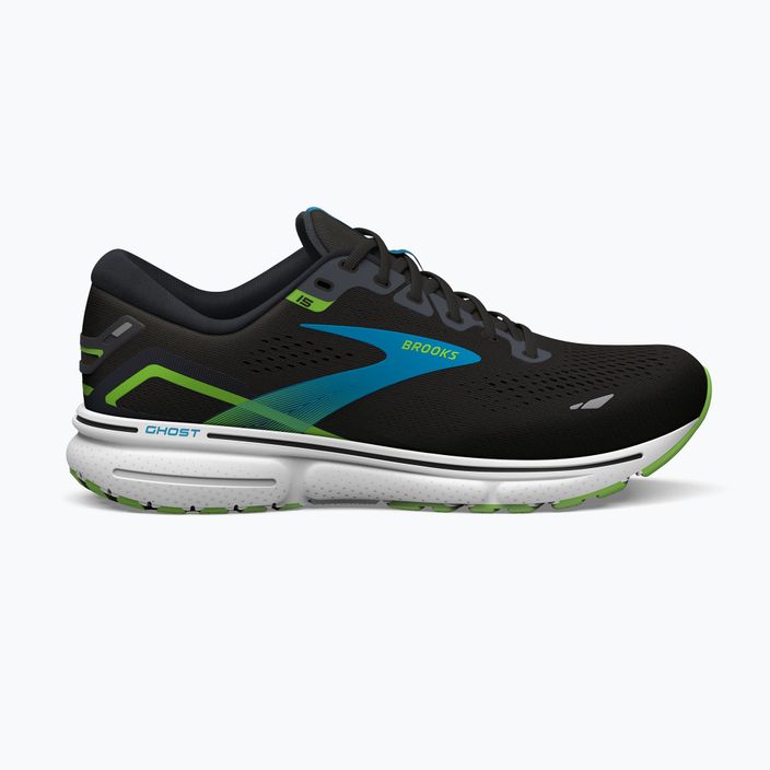 Brooks Ghost 15 men's running shoes black/hawaiian pcean/green 12