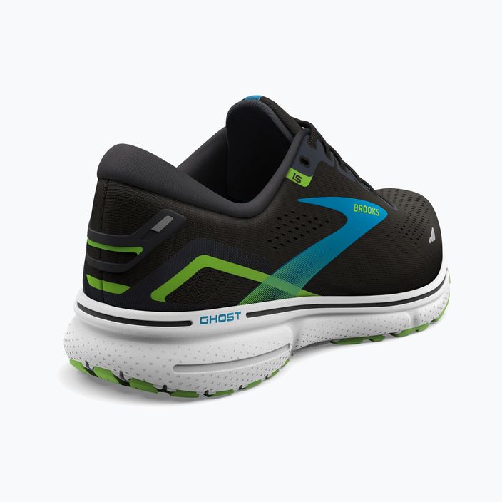 Brooks Ghost 15 men's running shoes black/hawaiian pcean/green 16