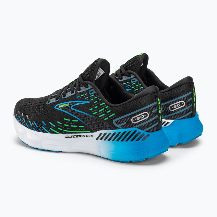 Brooks Glycerin GTS 20 men's running shoes black/hawaiian ocean/green 3