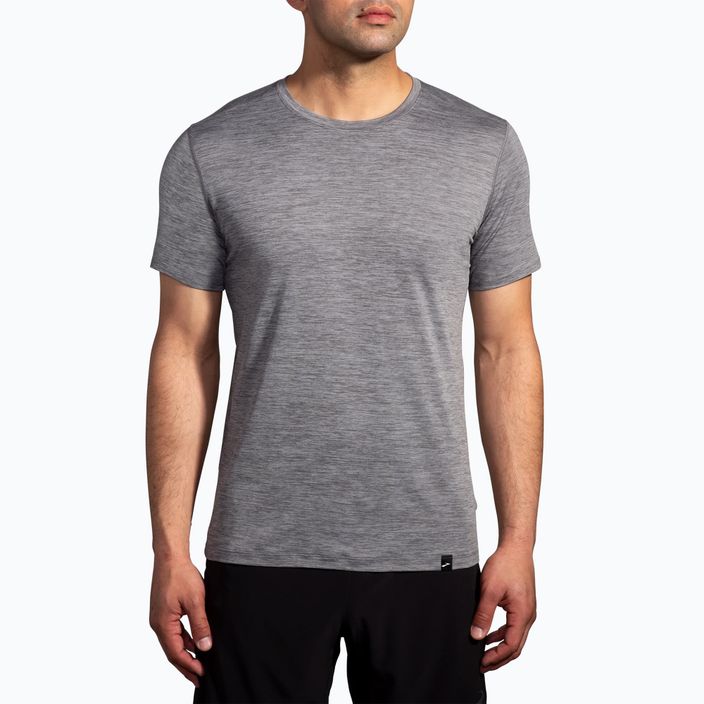 Men's Brooks Luxe htr charcoal running shirt