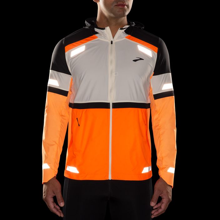 Men's Brooks Run Visible 2.0 ecru/fluoro flash/black running jacket 4