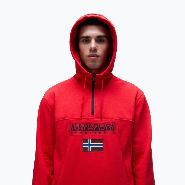 Men's Napapijri Burgee Half Zip Hooded 2.0 red goji sweatshirt 4