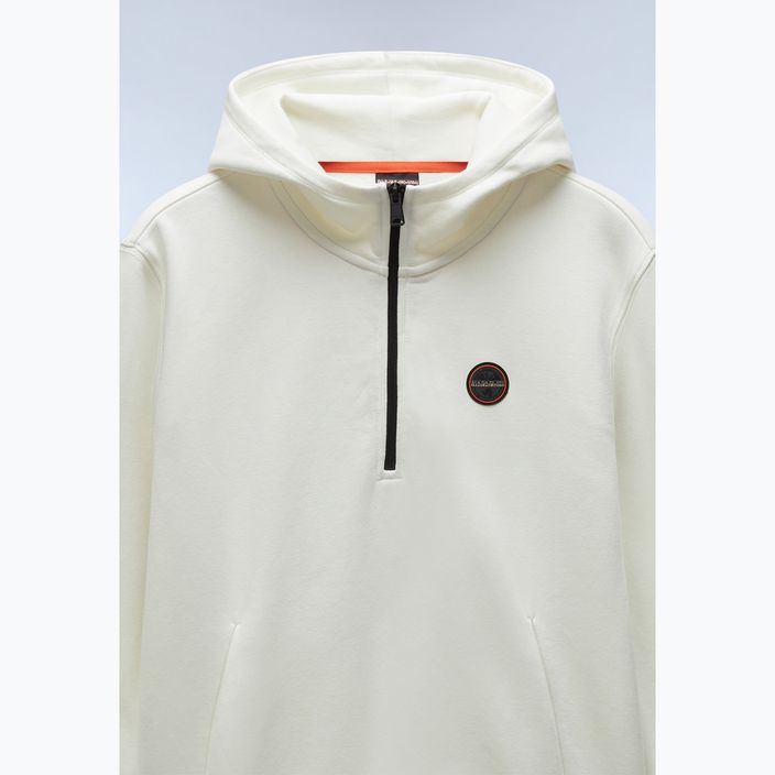 Men's Napapijri B-Badge Half Zip Hooded white heron sweatshirt 7