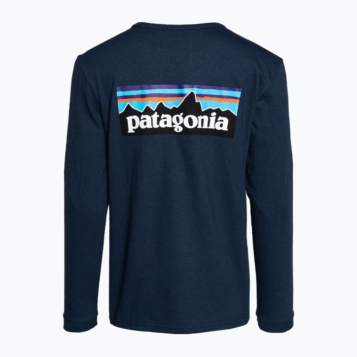 Women's trekking T-shirt Patagonia P-6 Logo Responsibili-Tee LS tidepool blue 4