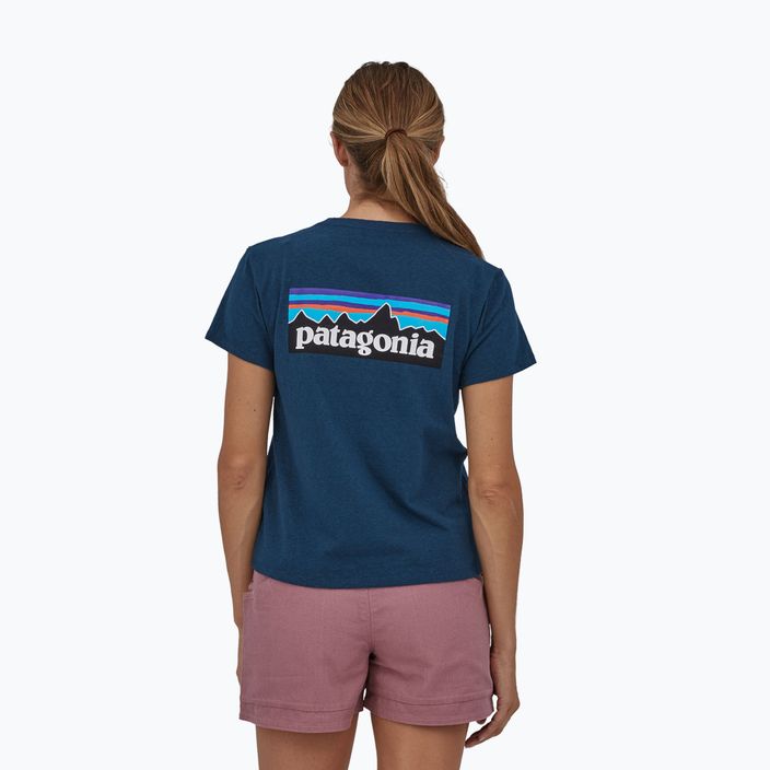 Women's trekking T-shirt Patagonia P-6 Logo Responsibili-Tee tidepool blue 2