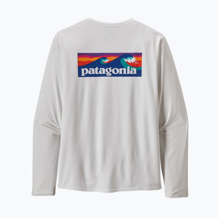 Men's Patagonia Cap Cool Daily Graphic Shirt-Waters LS boardshort logo/white trekking longsleeve 9