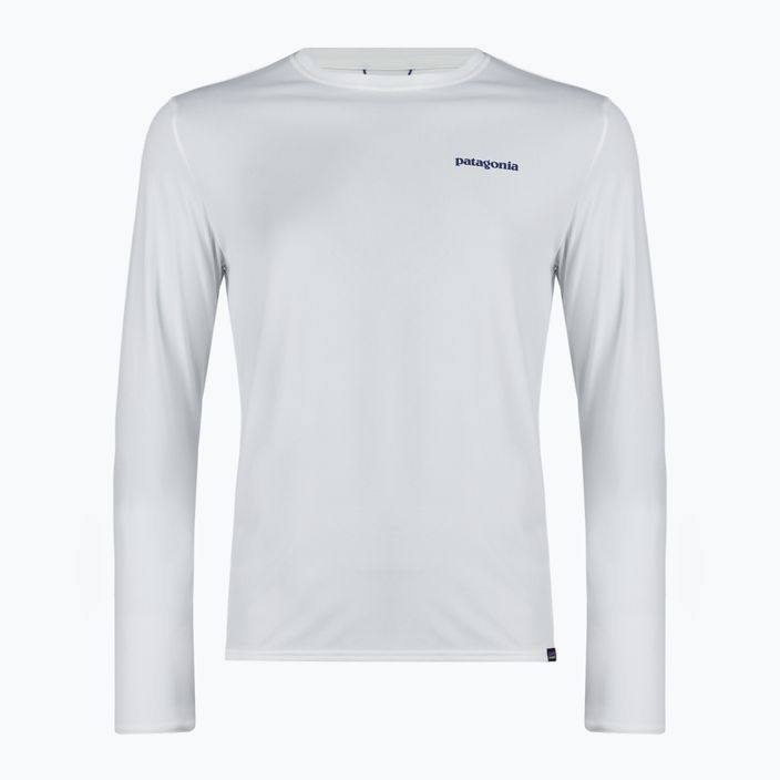 Men's Patagonia Cap Cool Daily Graphic Shirt-Waters LS boardshort logo/white trekking longsleeve 3