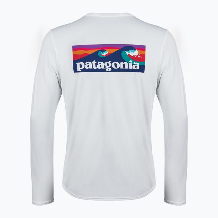 Men's Patagonia Cap Cool Daily Graphic Shirt-Waters LS boardshort logo/white trekking longsleeve 4