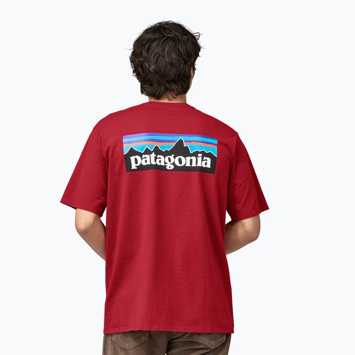 Men's Patagonia P-6 Logo Responsibili-Tee trekking t-shirt red 2