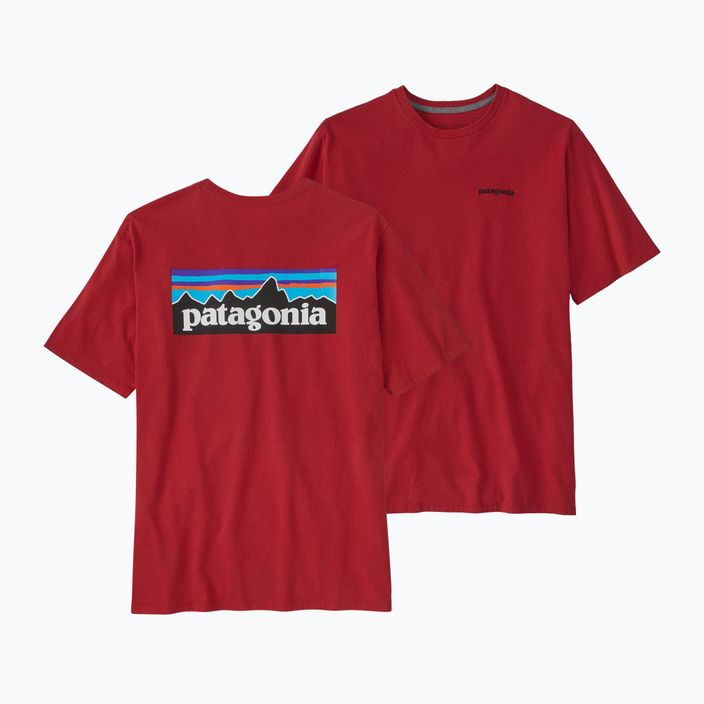 Men's Patagonia P-6 Logo Responsibili-Tee trekking t-shirt red 3