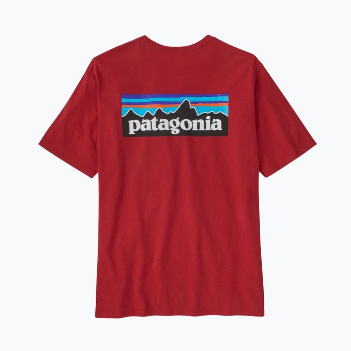 Men's Patagonia P-6 Logo Responsibili-Tee trekking t-shirt red 5