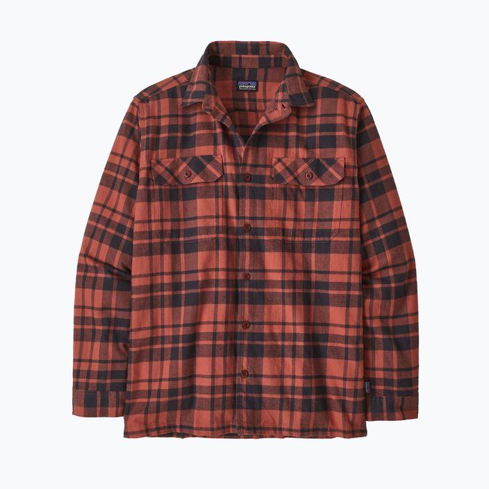 Men's Patagonia Organic Cotton MW Fjord Flannel shirt ice caps/burl red 4
