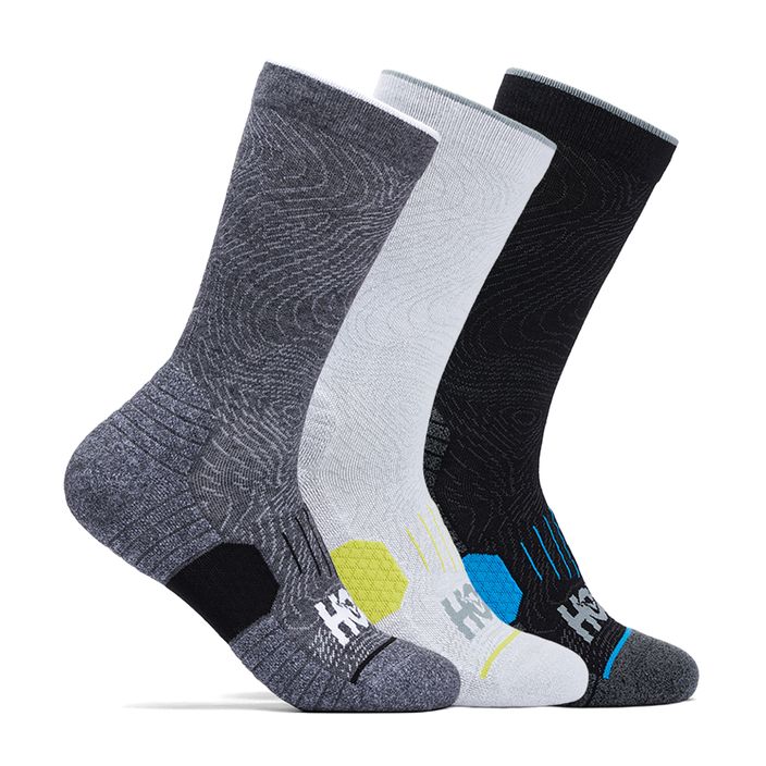 HOKA Crew Run Sock 3 parywhite/black/grey running socks 2