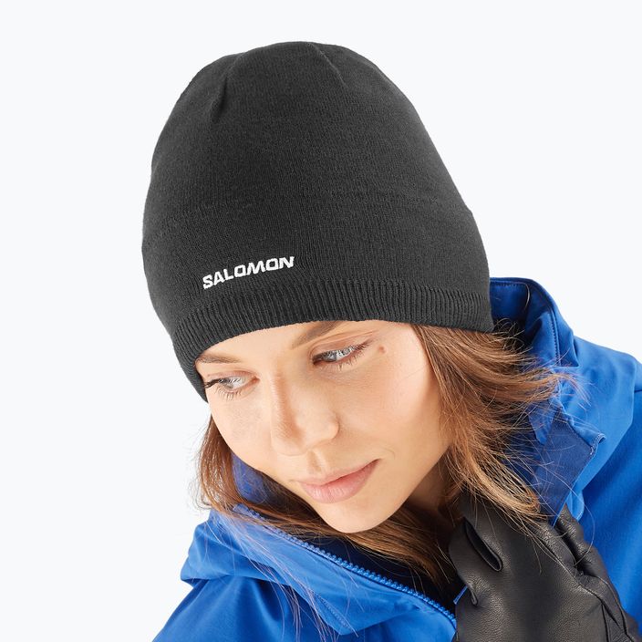 Salomon winter beanie deep black 3