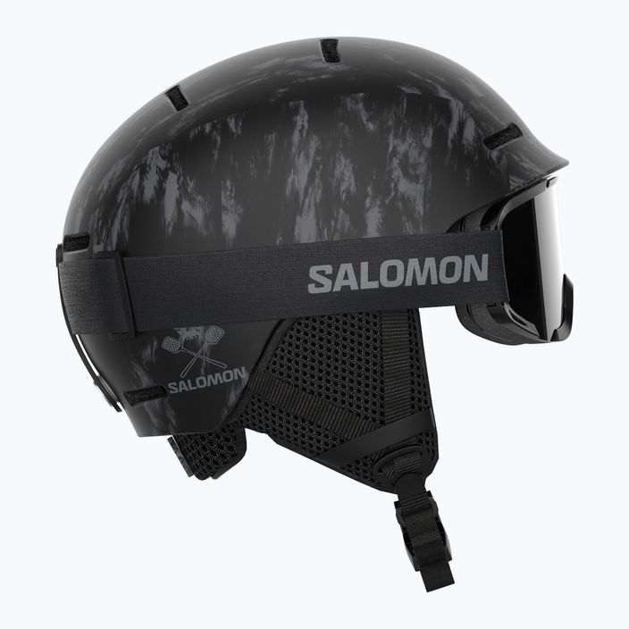 Children's ski helmet Salomon Player Combo + Goggles XV Jr black&tie/black silver 6
