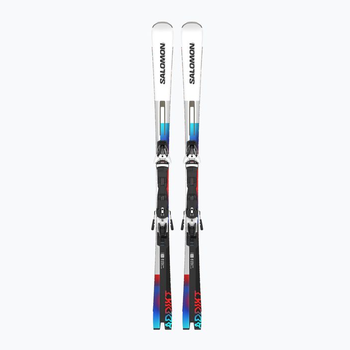 Salomon Addikt + Z12 GW downhill skis white/black/pastel neon blue 6
