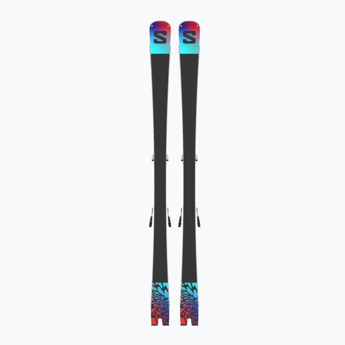 Salomon Addikt + Z12 GW downhill skis white/black/pastel neon blue 7