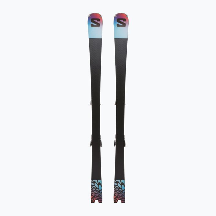 Salomon Addikt + Z12 GW downhill skis white/black/pastel neon blue 3