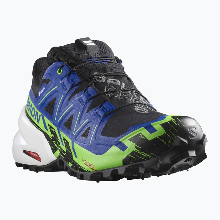 Men's running shoes Salomon Spikecross 6 GTX black/surf the web/green gecko 9