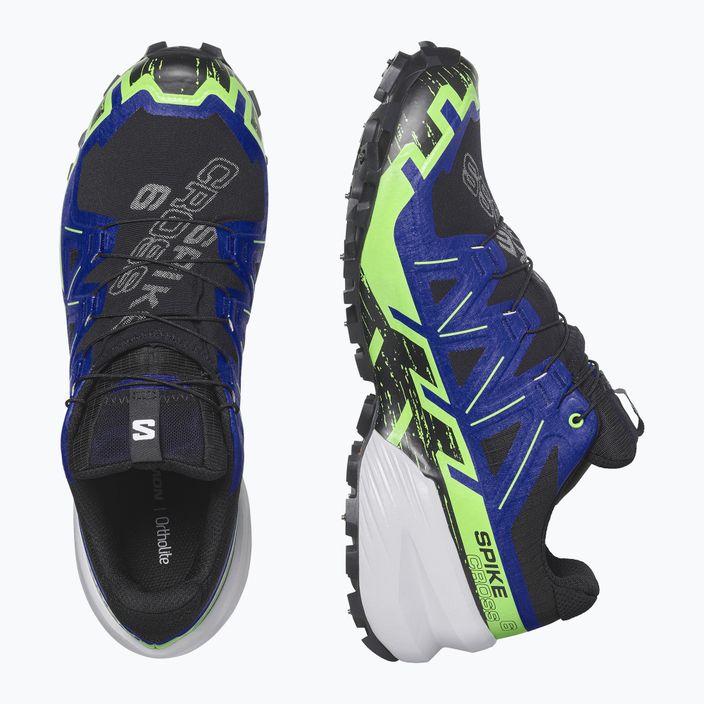 Men's running shoes Salomon Spikecross 6 GTX black/surf the web/green gecko 11