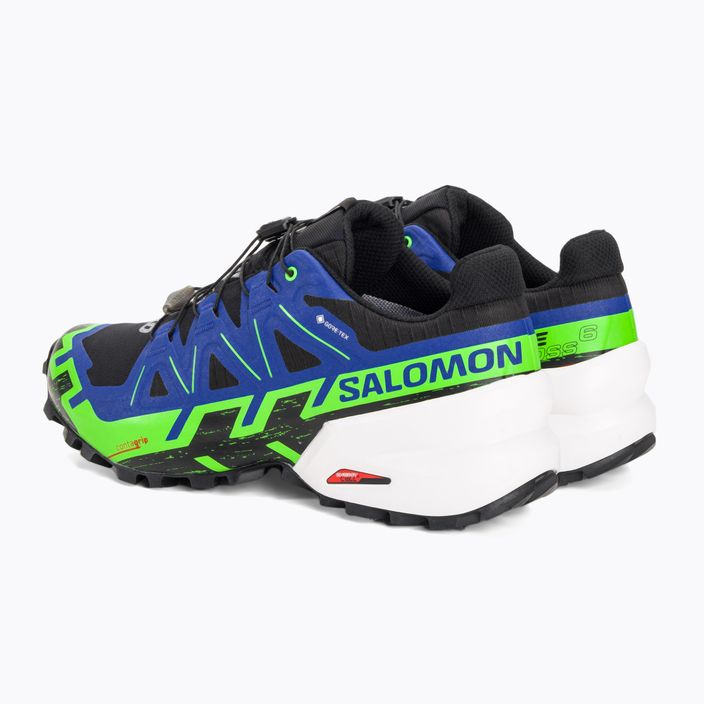 Men's running shoes Salomon Spikecross 6 GTX black/surf the web/green gecko 3