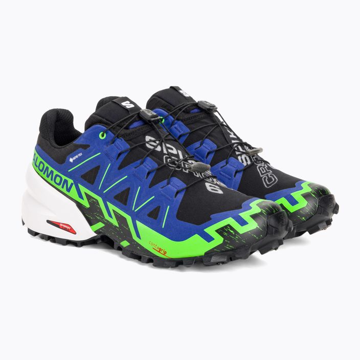 Men's running shoes Salomon Spikecross 6 GTX black/surf the web/green gecko 4